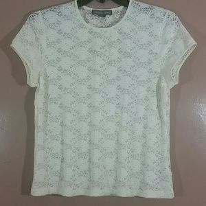 Josephine Chaus Sheer Floral Lace Top